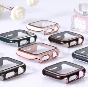 tempered glass screen case for apple watch series 7 8 5 6 se 3 45/41/44/40/42/38mm glass + cover