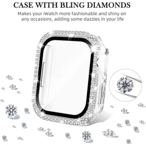 bling diamond bumper case for apple watch series 7 3 8 5 6 se 45/41/40/44/42/38mm