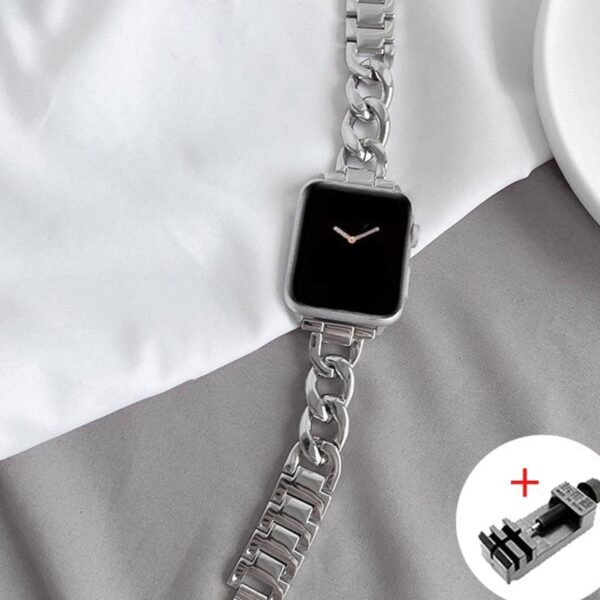 luxury women s chain link stainless steel watch band for apple watch 8 7 6 5 4 ultra i phonecases com 12