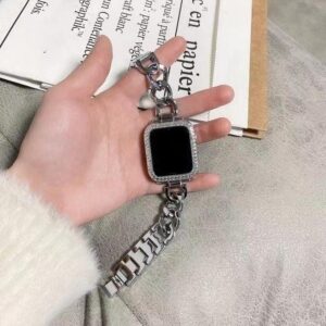 luxury women s chain link stainless steel watch band for apple watch 8 7 6 5 4 ultra i phonecases com 2