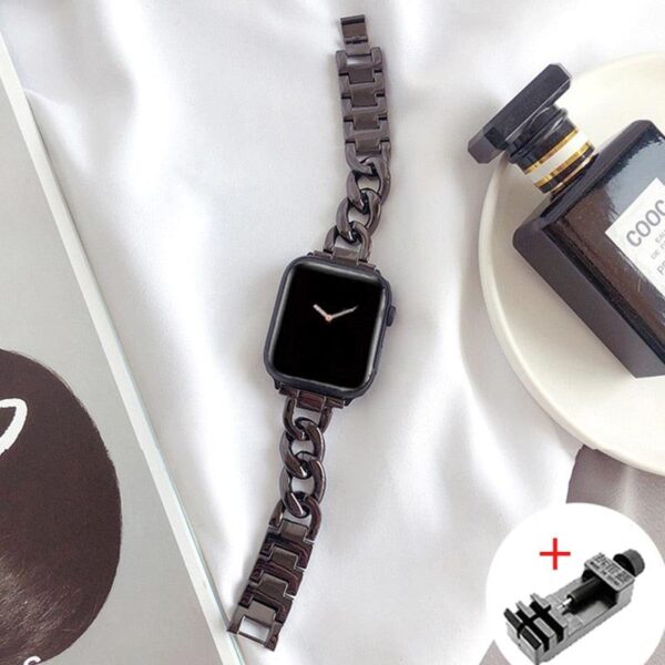 luxury women s chain link stainless steel watch band for apple watch 8 7 6 5 4 ultra i phonecases com 7