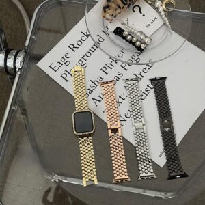 stainless steel hex watch band bracelet for apple watch 8 ultra 49mm 7 6 5 4 3 unisex wristband