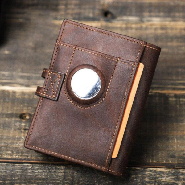 genuine luxury leather airtag wallet case card holder purse for cash credit cards & airtag