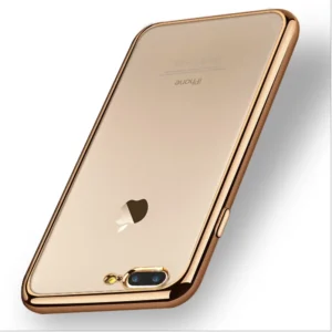 luxury gold plated soft silicone gel clear case for iphone 14/13/11 pro, 12 mini, x, xr, xs max