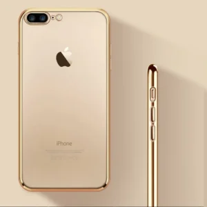 luxury gold plated soft silicone gel clear case for iphone 14/13/11 pro, 12 mini, x, xr, xs max