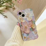 wave blue light oil painting flower pattern iphone series phone cases purple